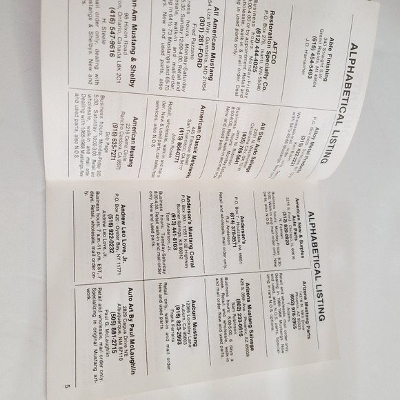 Vintage 64 1/2 - 73 Ford Mustang Parts & Services Directory Book - Picture 7 of 8